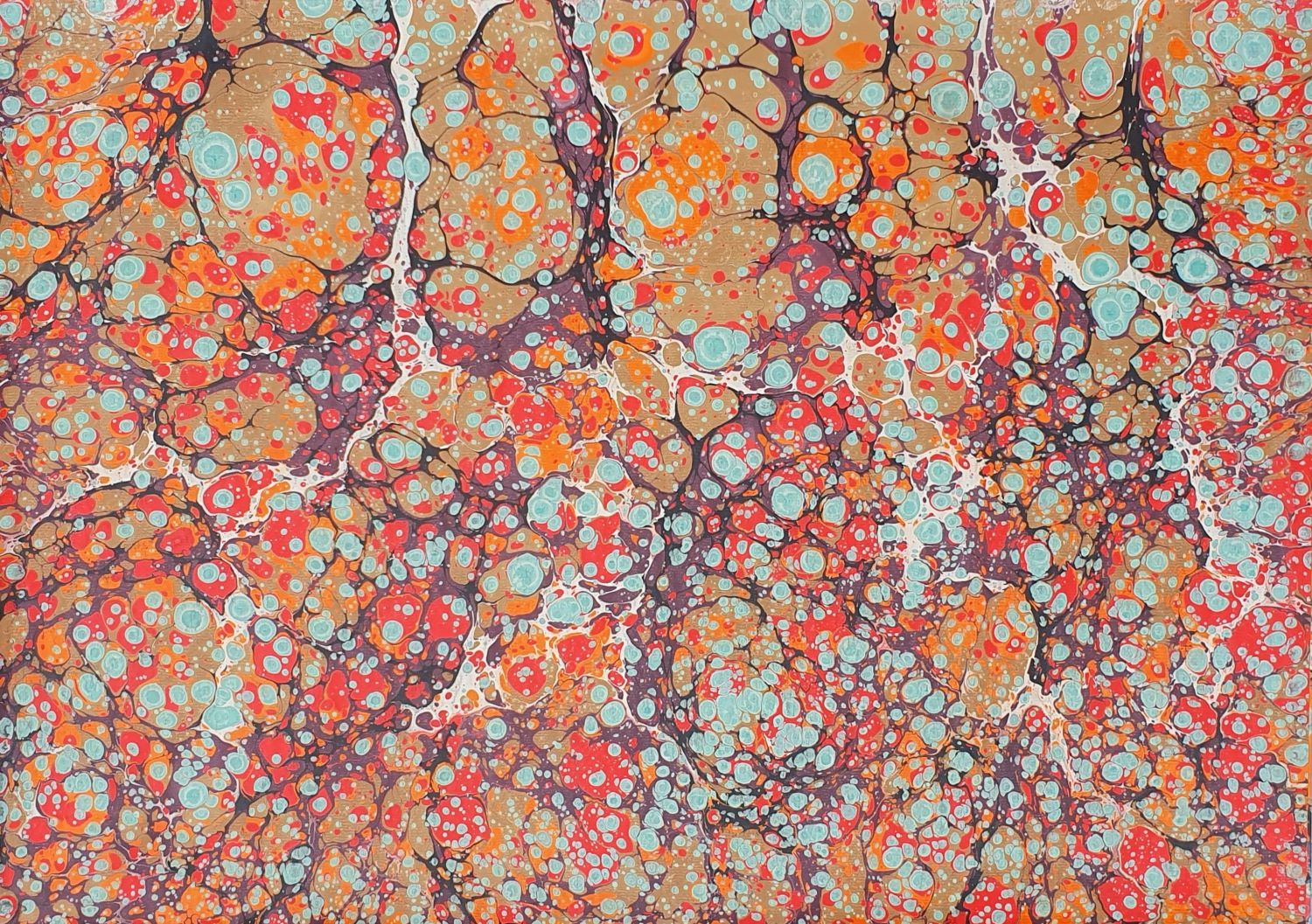 R009 – Handgemachtes Ebru-Marmorierpapier 50×70 cm – Unikat
