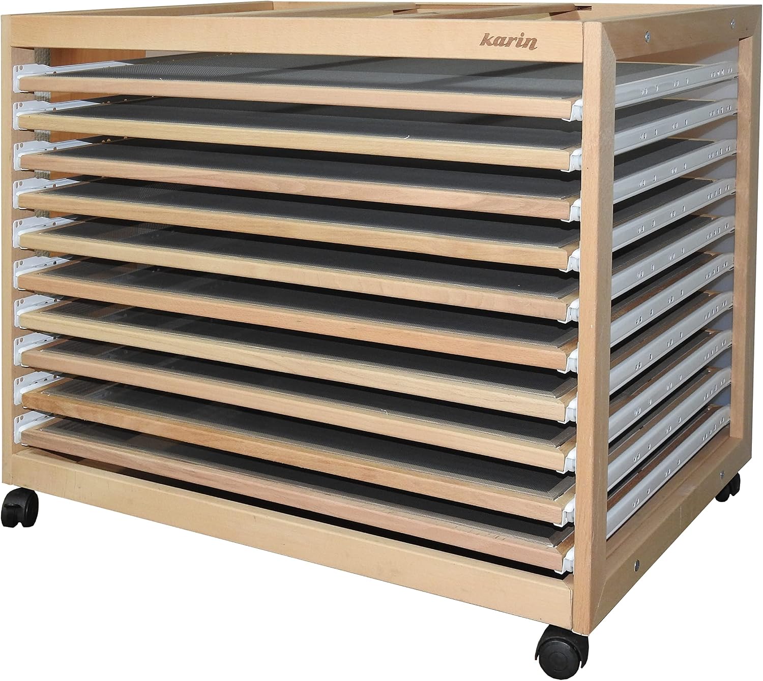 Marmorier-Trockenständer mit 10 Ausziehböden – fahrbar, 60 × 80 cm