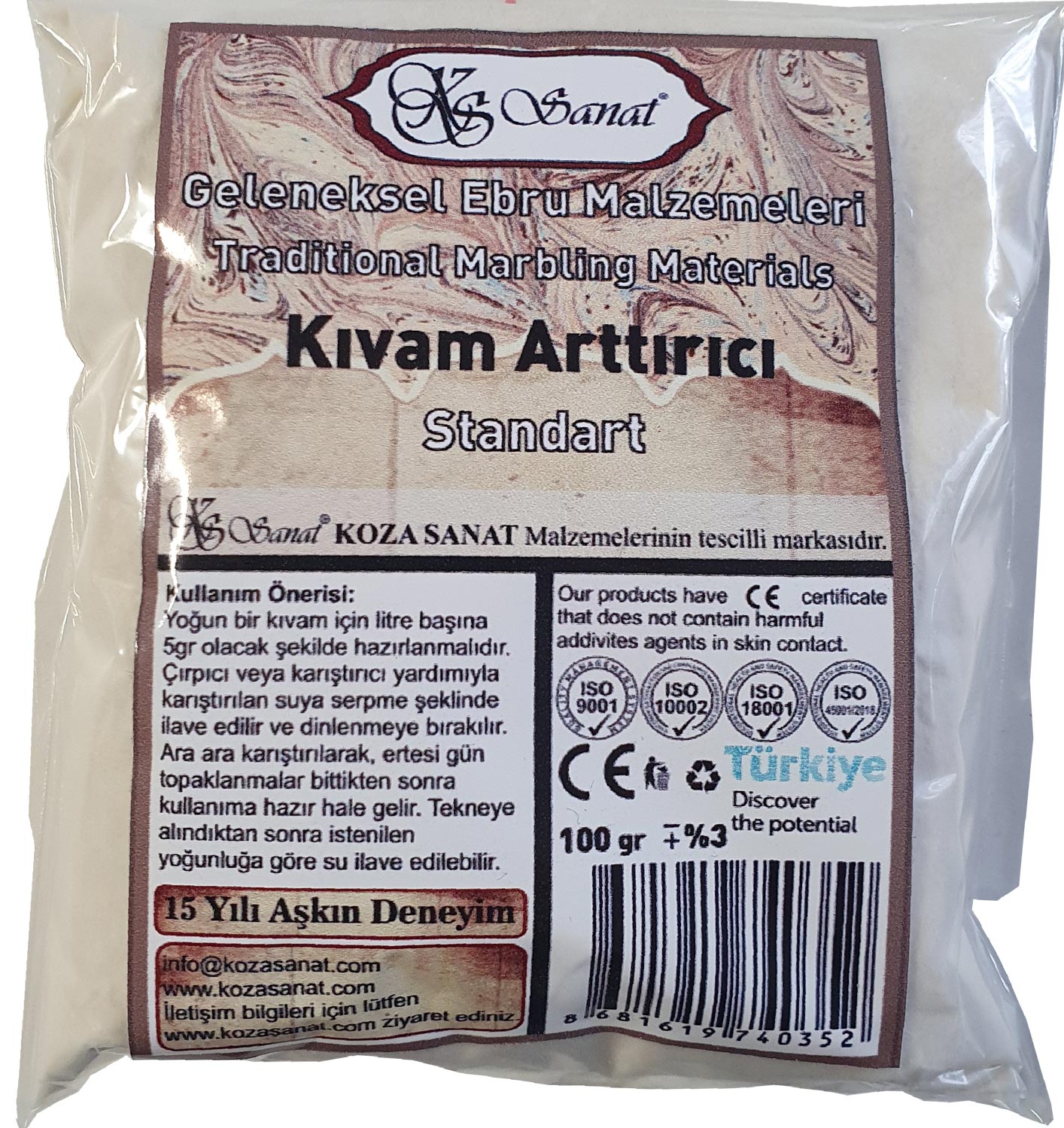 Koza Ebru-Verdicker für stabile Farbmuster, 100g.