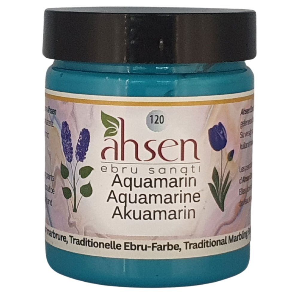 Ahsen Ebru Marmorierfarbe Aquamarin 105 ml konzentriert frischer Blauton fuer lebendige Farbverlaeufe Title: