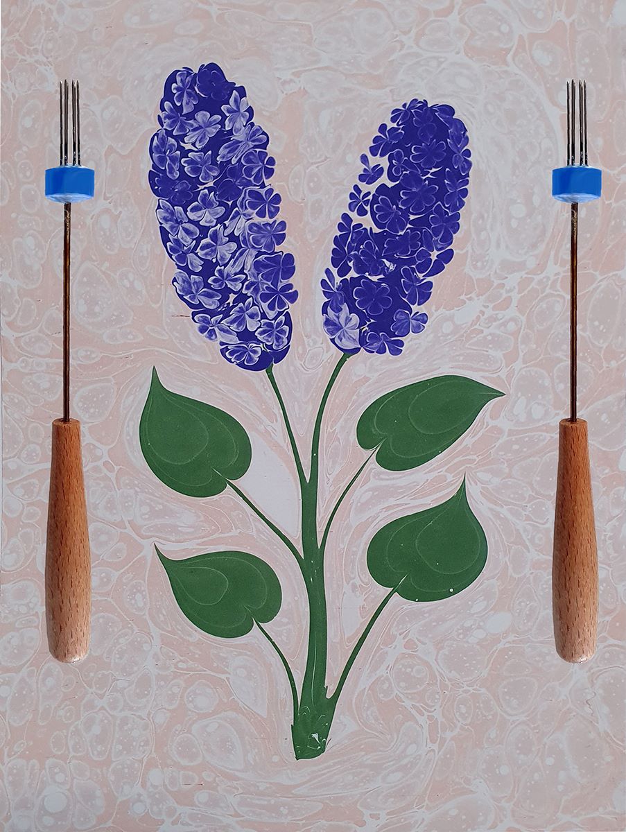 Ahsen Marmorier Ahle – Spezialnadel für 6-blättrige Blumen in der Ebru-Kunst
