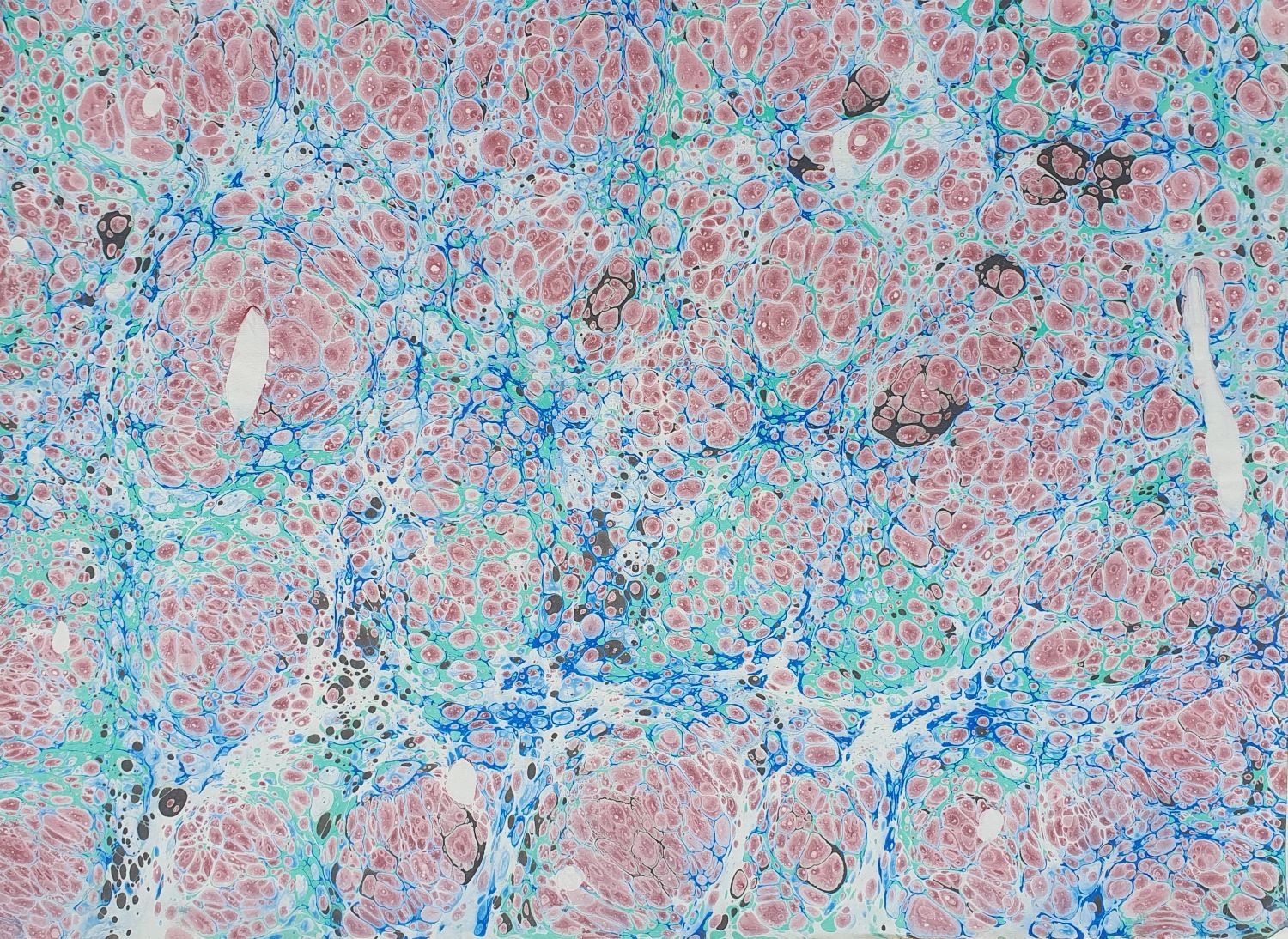 R011 – Handgemachtes Ebru-Marmorierpapier 50×70 cm – Unikat