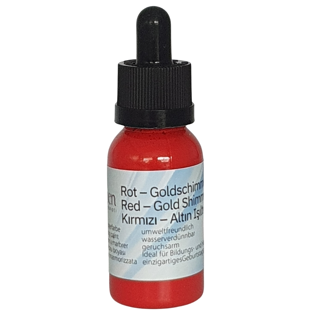 Rote Marmorierfarbe, 30 ml, mit goldenem Schimmereffekt