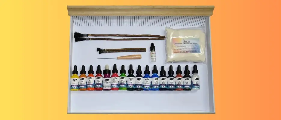 Ahsen Komplettset mit Wanne (ca. 35×50 cm) – gebrauchsfertiges Marmorierset mit Zubehör