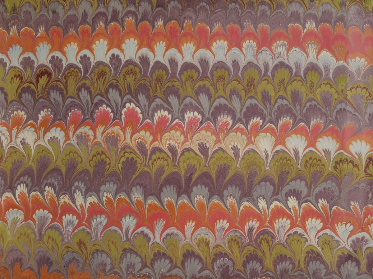 mf-107 Papier Marbré à la Main-Motif de Marbre Peigné