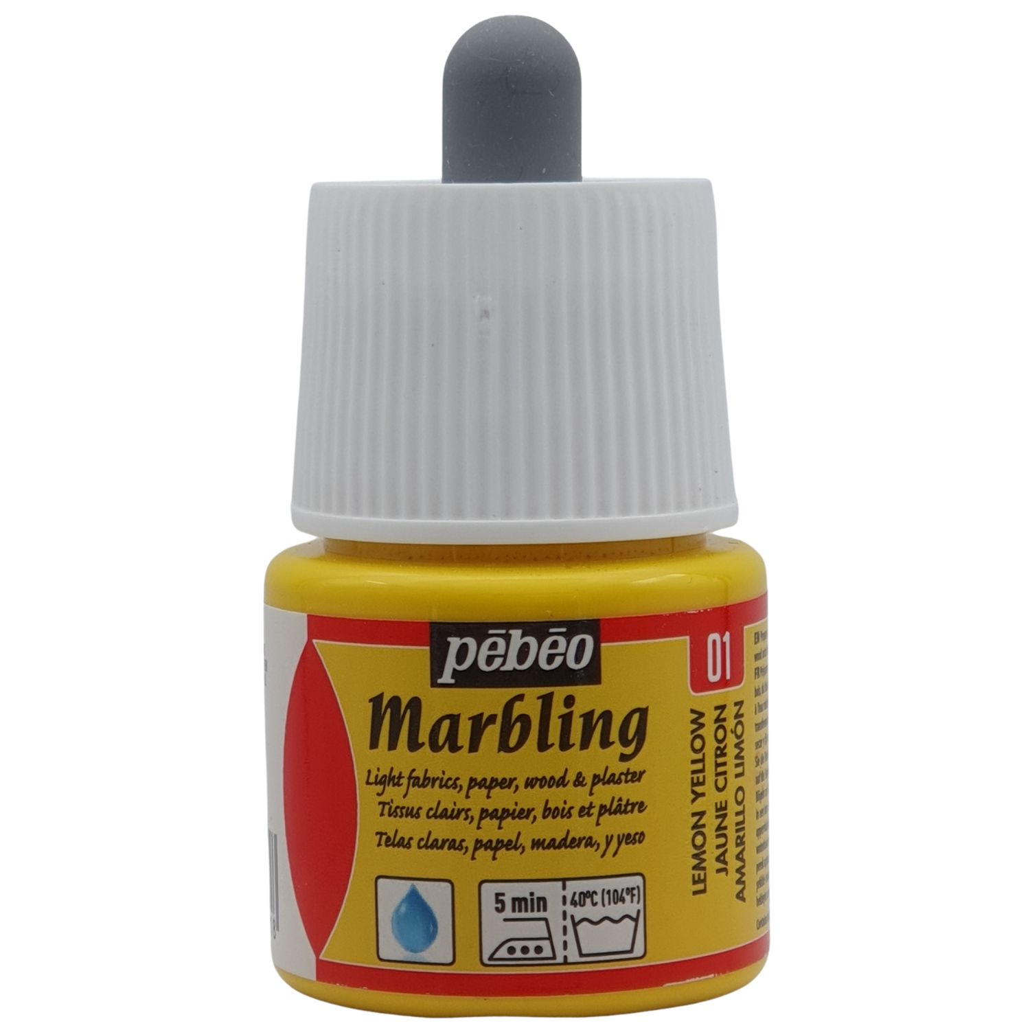 Pebeo marbling paint lemon yellow 45 ml bright color smooth spread precise control for clean patterns