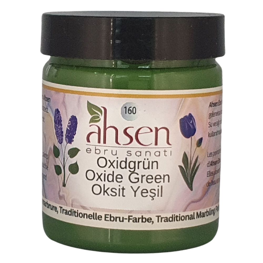 Ahsen Ebru Marmorierfarbe Oxidgruen 105 ml konzentriert gedeckter Gruenton fuer ruhige Farbwirkung