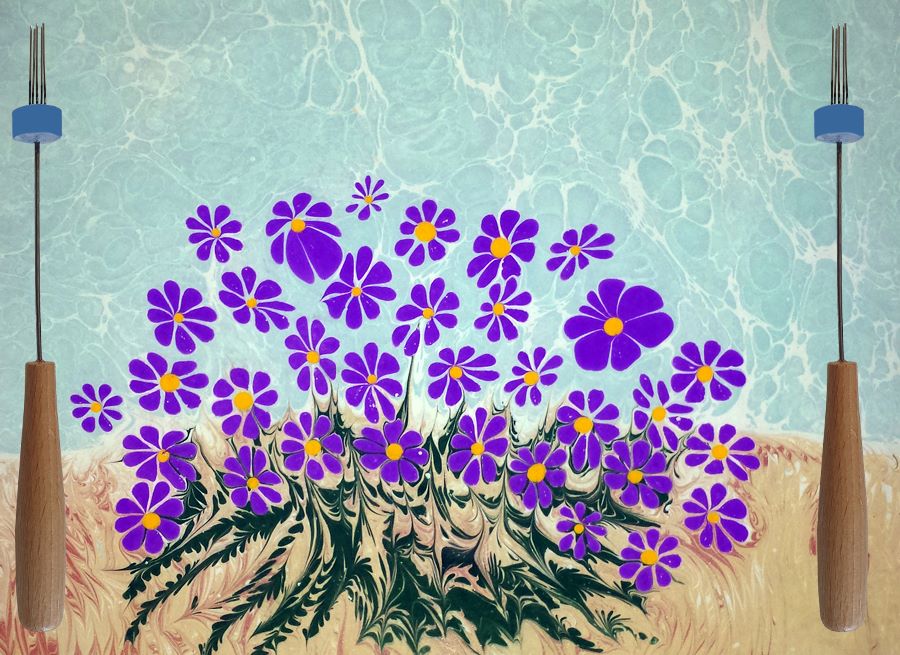 Ahsen Marmorier Ahle – Spezialnadel für 5-blättrige Blumen in der Ebru-Kunst