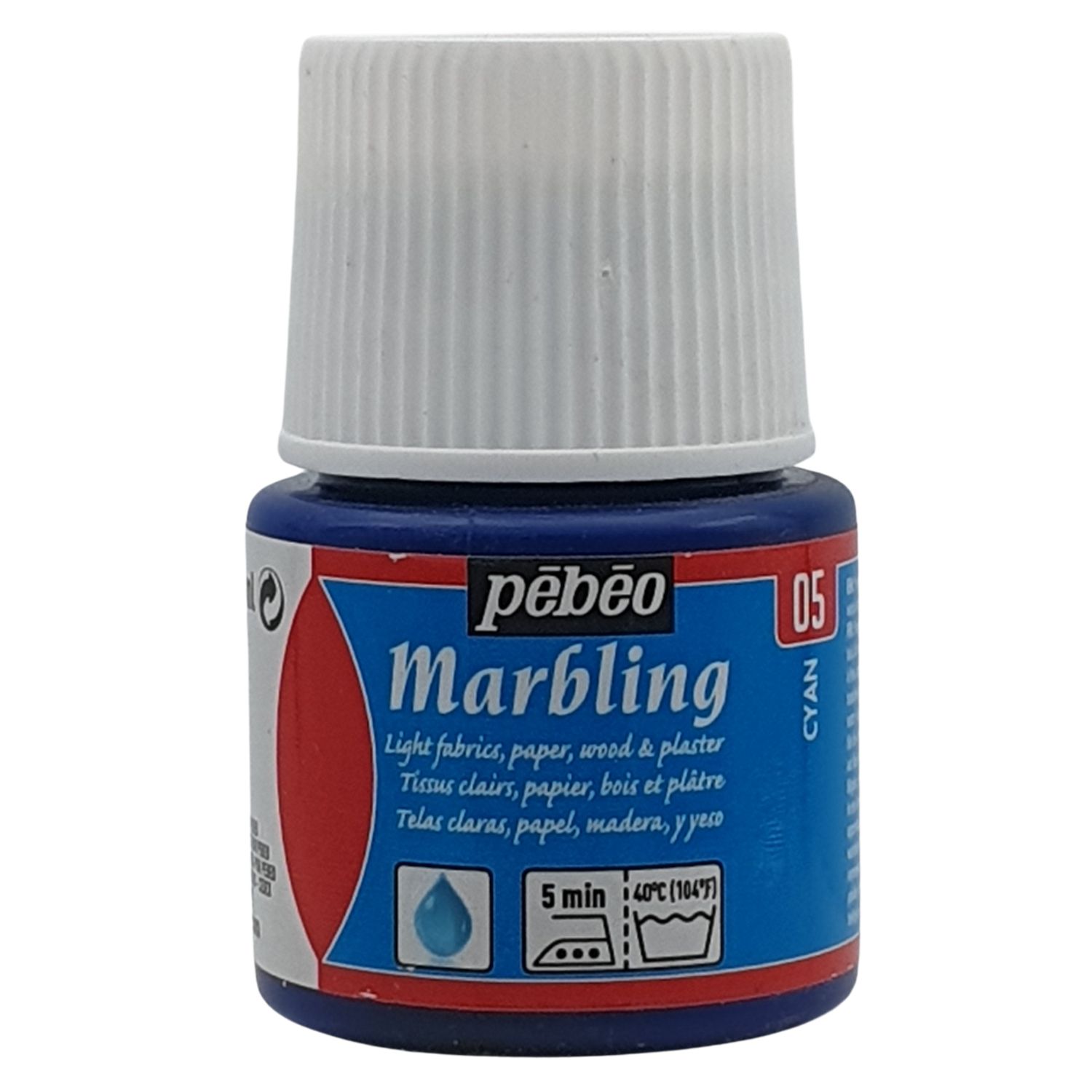 Pebeo marbling paint cyan turquoise 45 ml fresh color smooth spread precise control clean detailed patterns