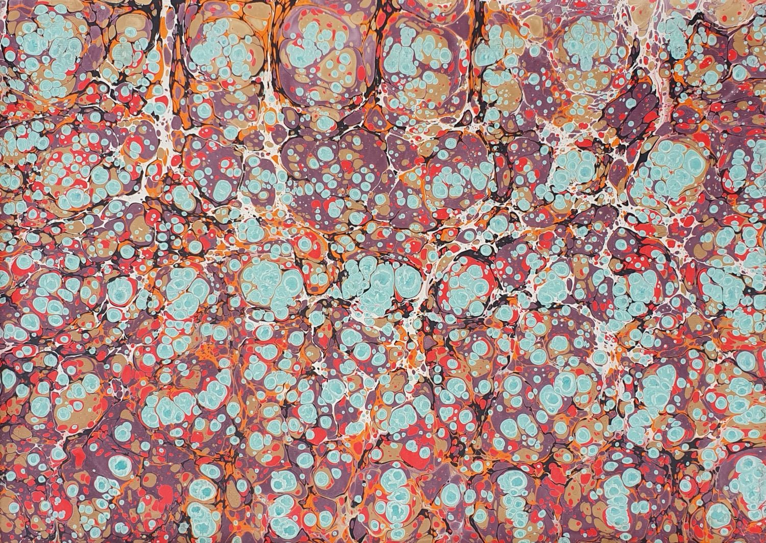 R004 – Handgemachtes Ebru-Marmorierpapier 50×70 cm – Unikat