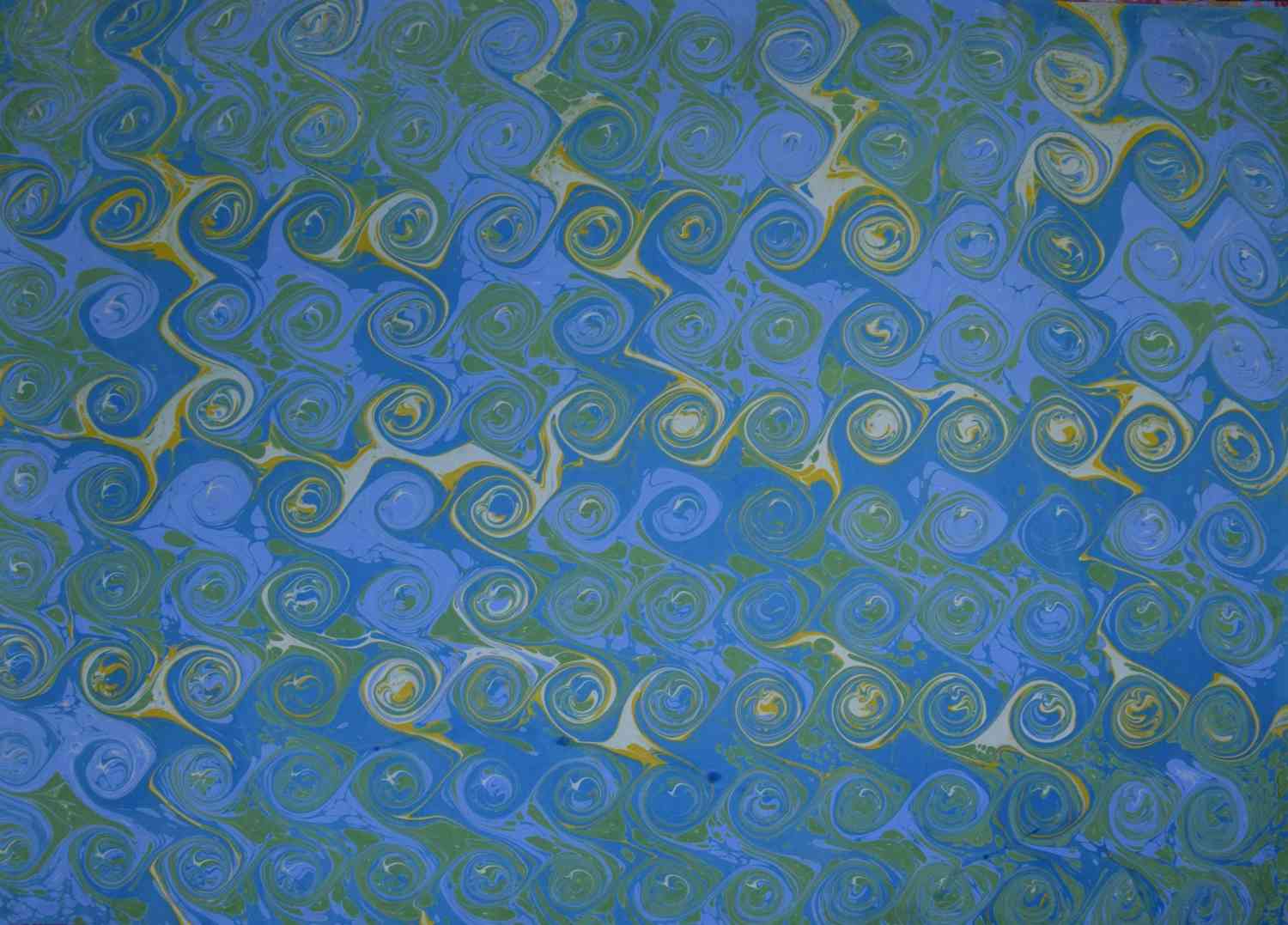 Papier marbré à la main - Marbrure au peigne