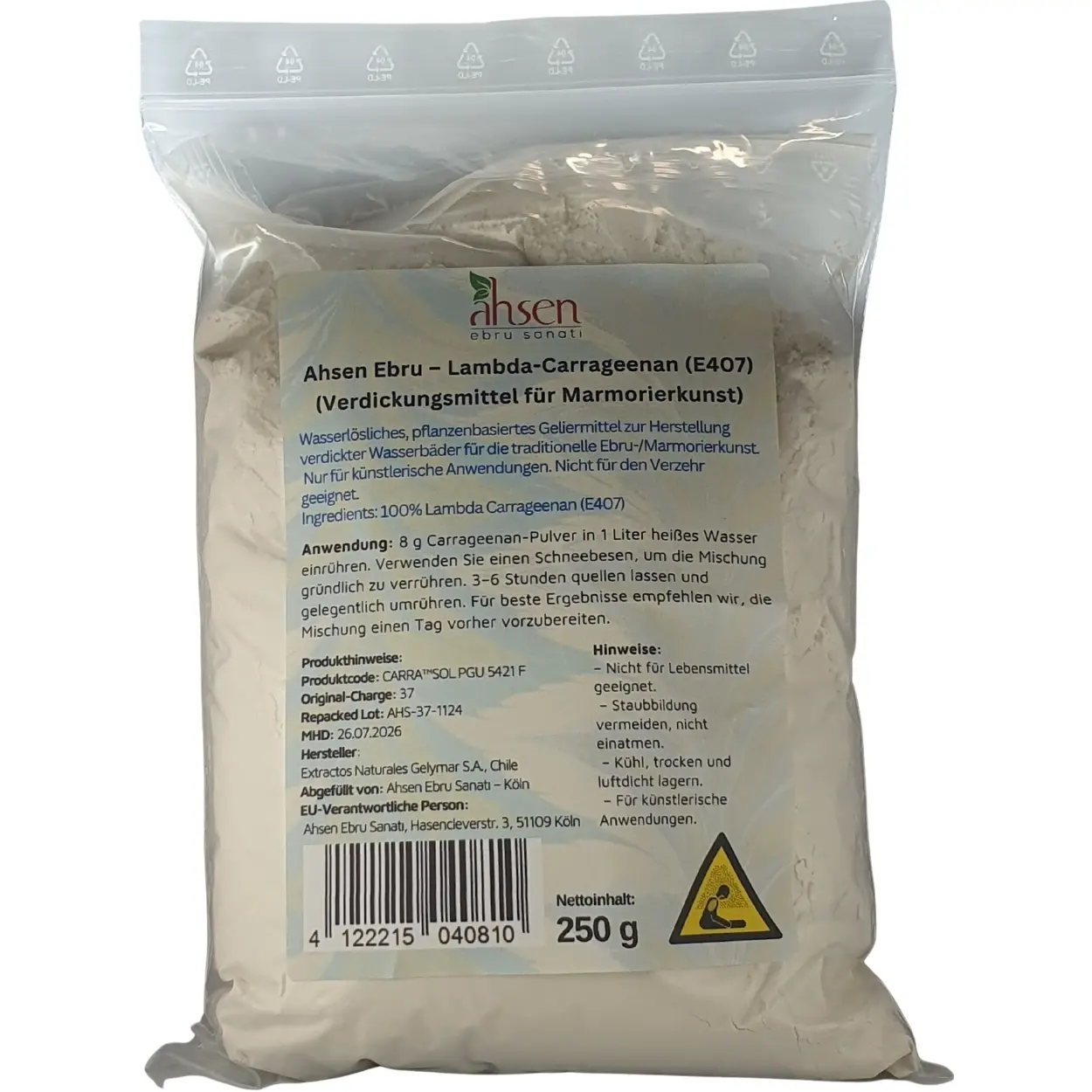 Lambda Carrageen als Verdickungsmittel für Ebru-Kunst.