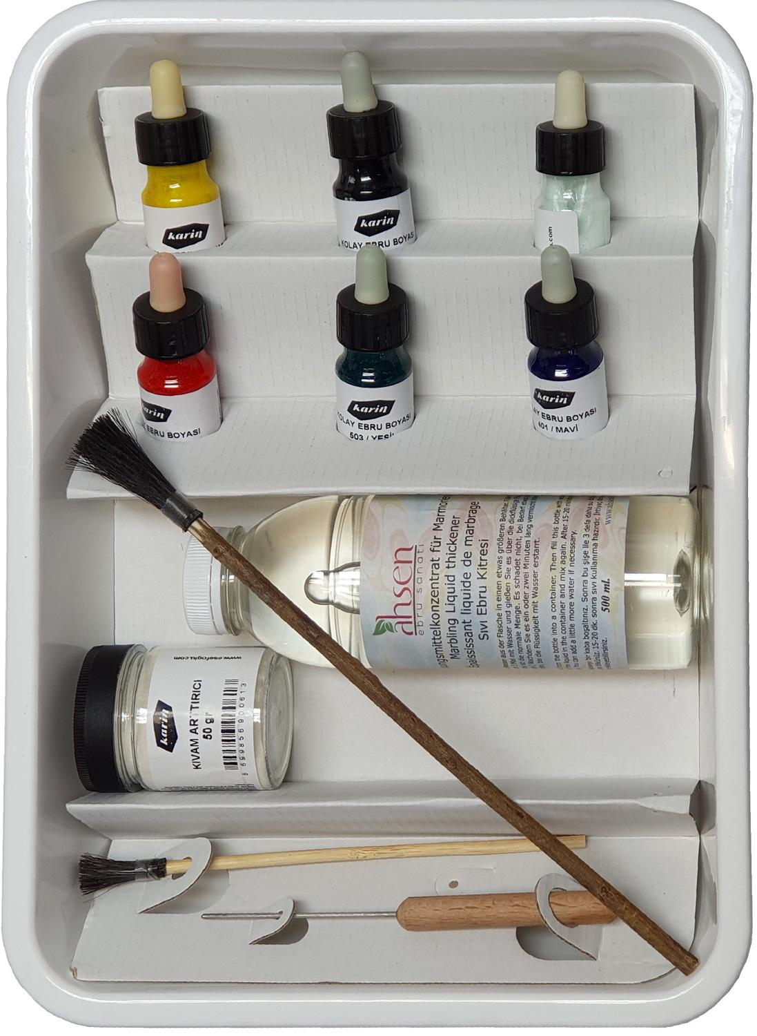 Karin Ebru-Farbenset mit 7 Farben – ideal für traditionelle Marmorierkunst auf Papier oder Wasser