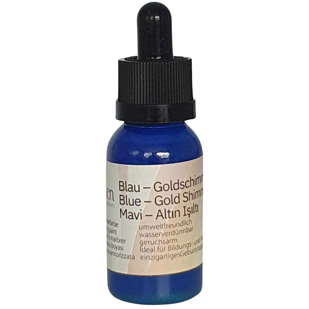 Blaue Marmorierfarbe, 30 ml, mit goldenem Schimmereffekt