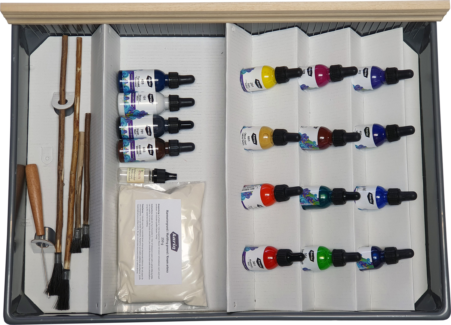 Karin Ebru-Farbenset mit 7 Farben – ideal für traditionelle Marmorierkunst auf Papier oder Wasser