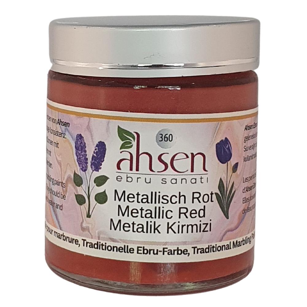 Ahsen Ebru Marmorierfarbe Metallic Rot 105 ml konzentriert schimmernder Farbton fuer besondere Effekte