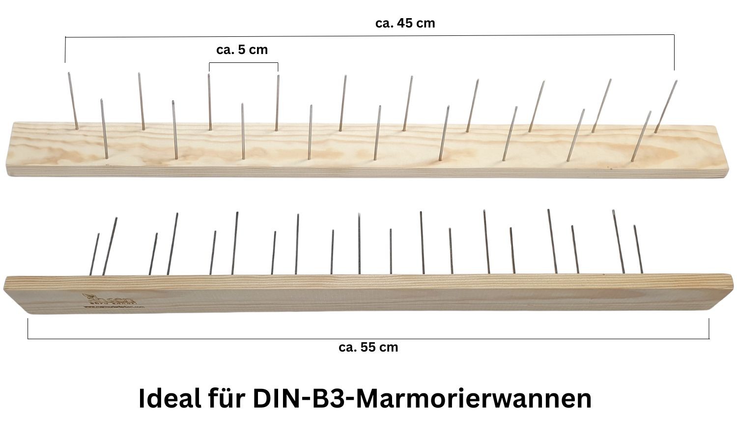zickzack-marmorierkamm aus holz 50 cm mit 50 mm abstand für ebru und marmorierkunst