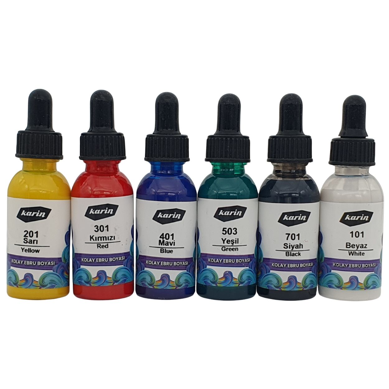 Gebrauchsfertige Marmorierfarben Set 6 Tlg mit 30 ml Farben