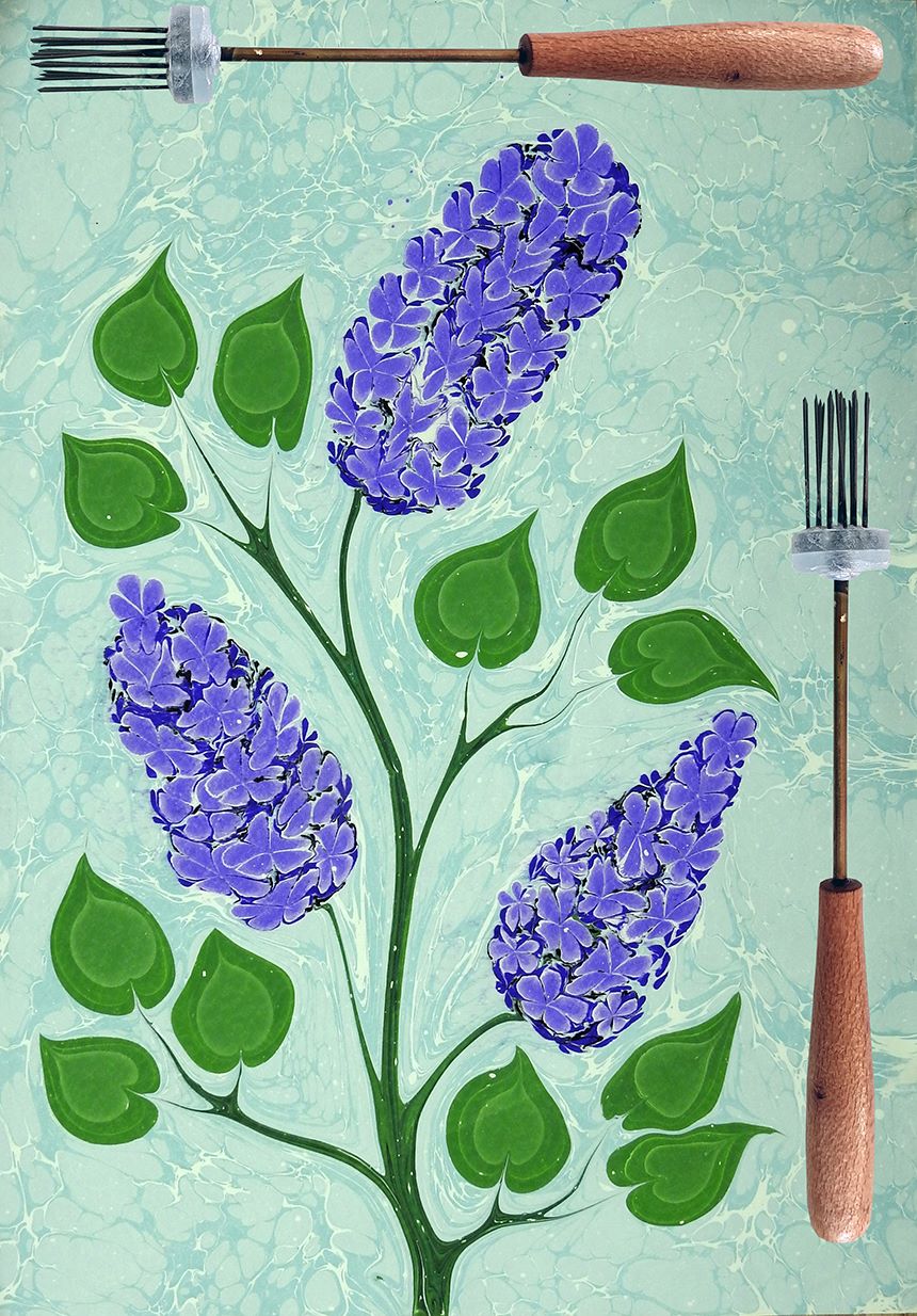 Ahsen Marmorier Ahle – Hyazinthen-Nadel für detailreiche Ebru-Blumenmuster
