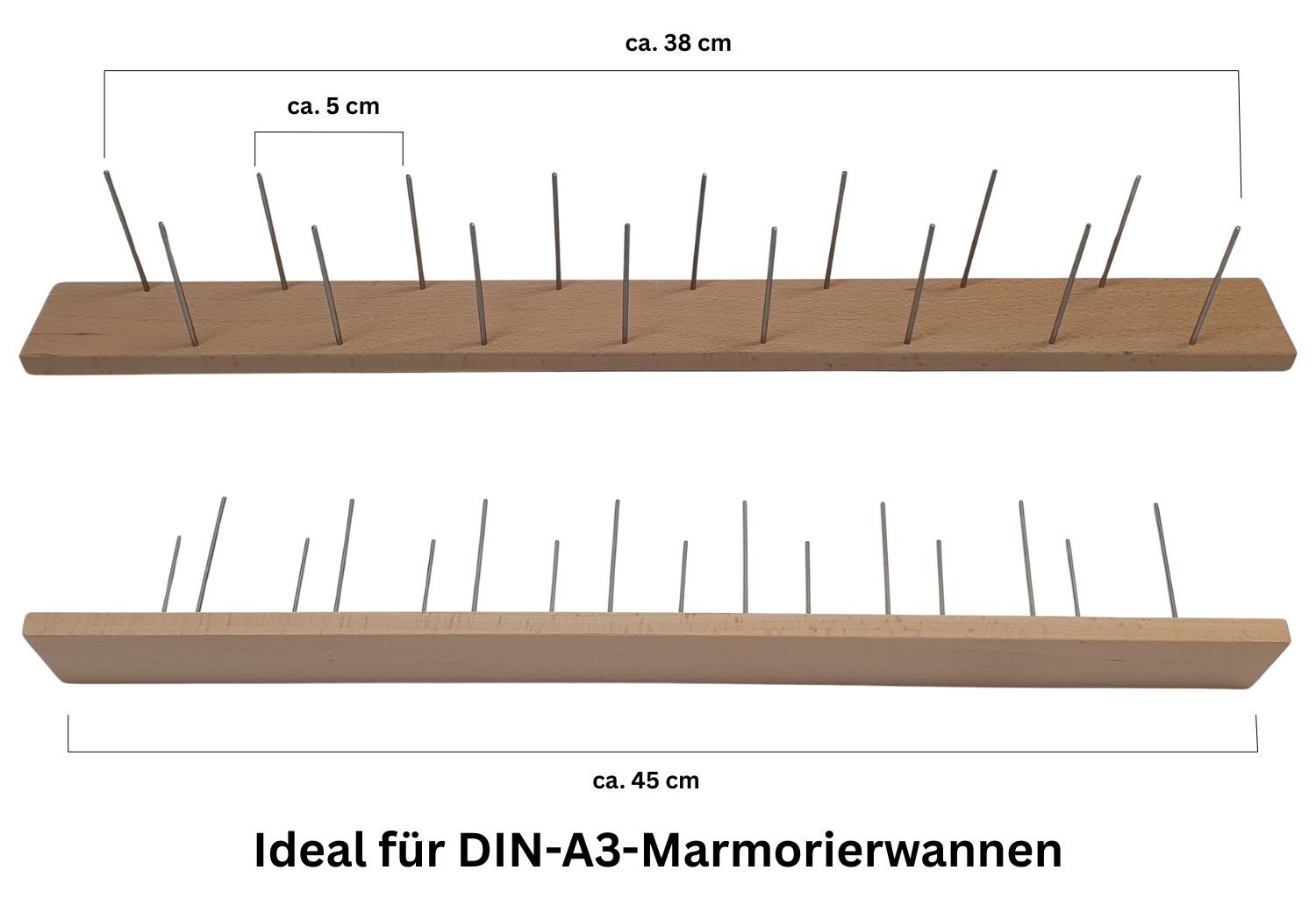 DIN-A3-zickzack-marmorierkamm 45 cm mit 50 mm abstand für ebru und marmorierkunst