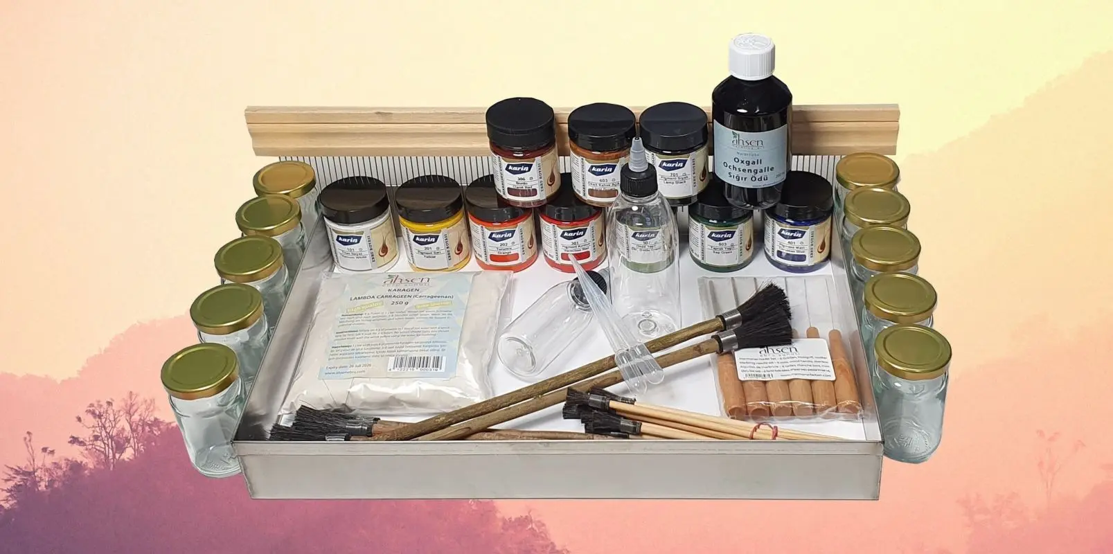 Ahsen Marmorier-Set mit Wanne – Farben, Zubehör, Komplettset