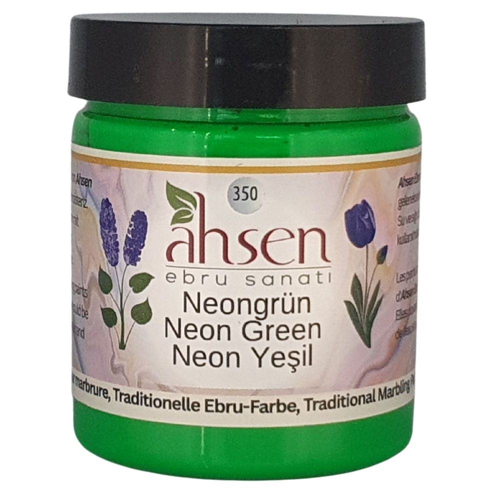 Ahsen Ebru Marmorierfarbe Neongrün 105 ml konzentriert heller Farbton fuer moderne Effekte