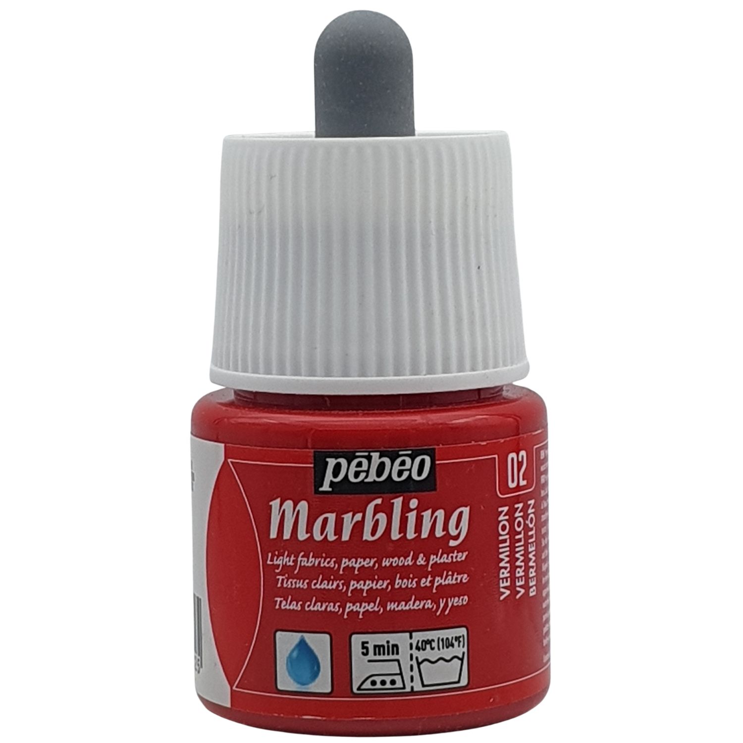 Pebeo marbling paint vermilion red 45 ml intense color smooth spread precise control clean detailed patterns