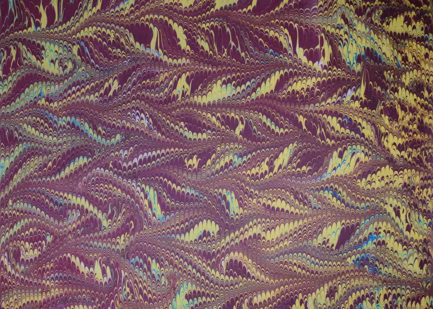 Hand-marbled paper - Comb marbling