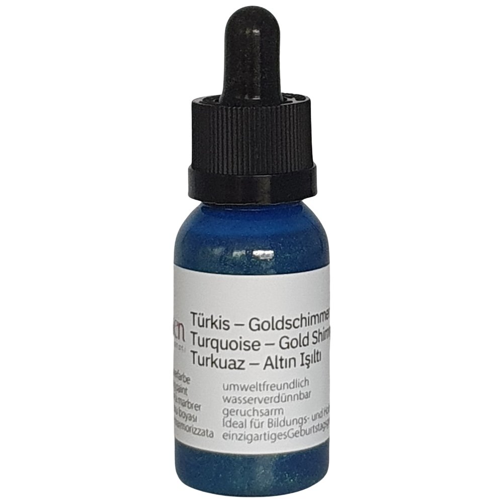 Türkisfarbene Marmorierfarbe, 30 ml, mit Goldschimmer-Effekt