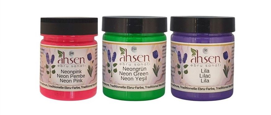 Ahsen traditionelle Marmorierfarben – konzentrierte, wasserbasierte Farben im Dosenset für Ebru-Technik