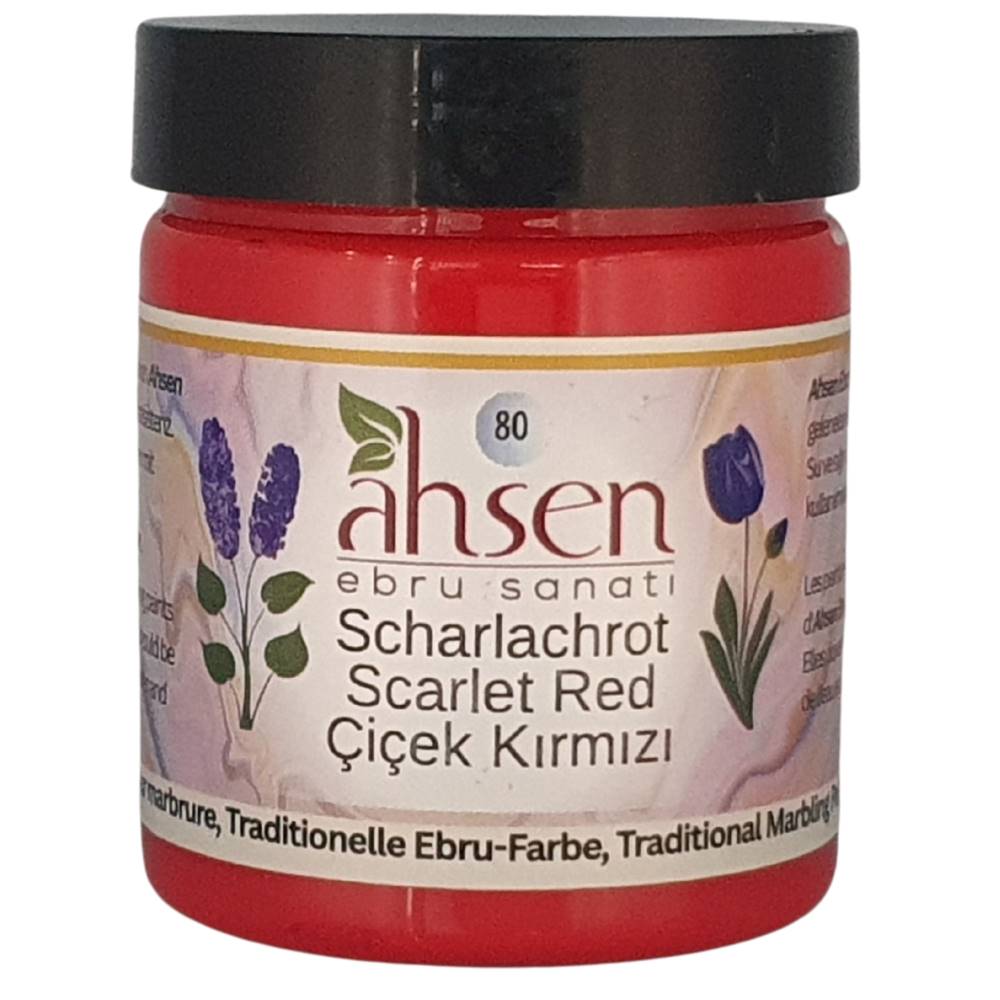 Ahsen Ebru Peinture de Marbrure 80 – Rouge Écarlate