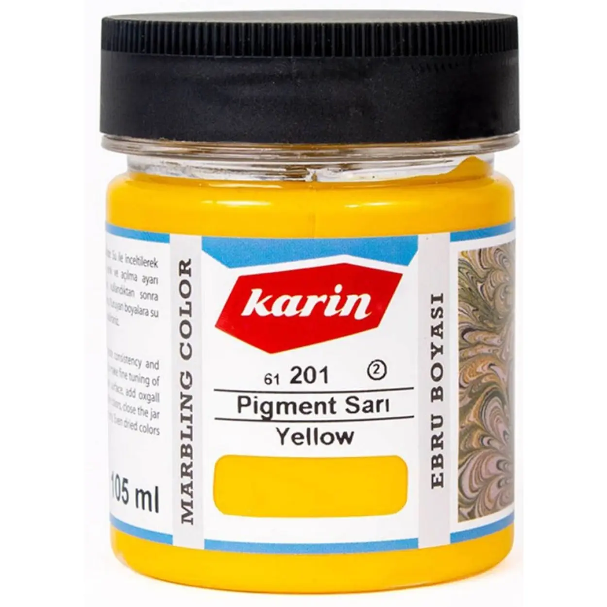 Traditionelle Marmorierfarbe 201 Pigment Gelb – Hochpigmentierte, wasserbasierte Ebru-Farbe (105 ml)