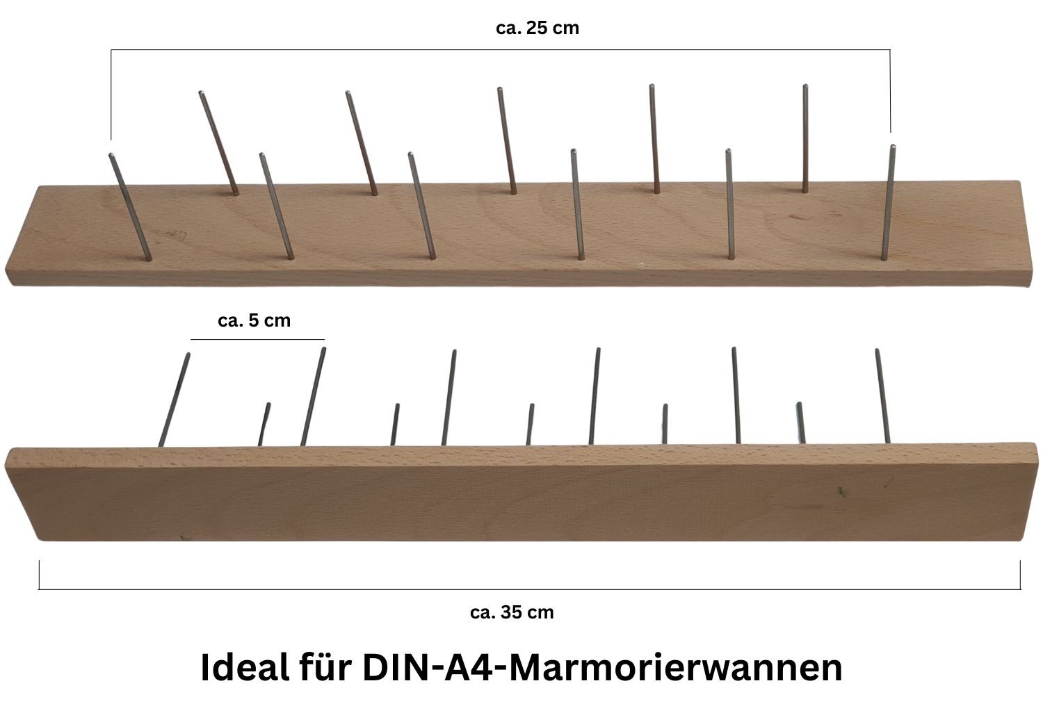 zickzack-marmorierkamm aus holz 35 cm mit 50 mm abstand für ebru und marmorierkunst