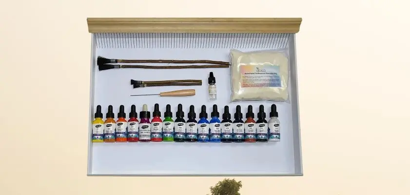 Ahsen Komplettset mit Wanne (ca. 35×50 cm) – gebrauchsfertiges Marmorierset mit Zubehör