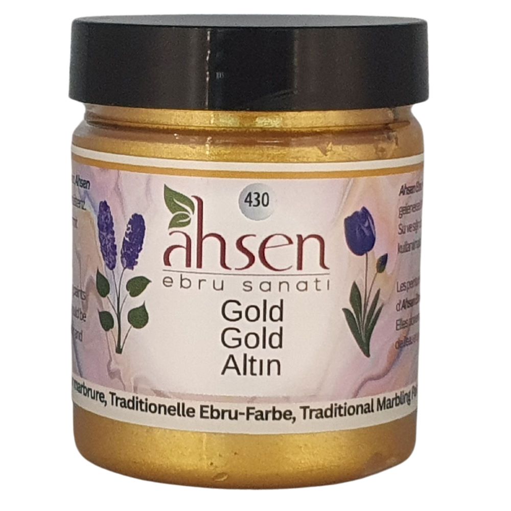 Ahsen Ebru Marmorierfarbe Gold 105 ml konzentriert metallischer Farbton fuer hochwertige Akzente