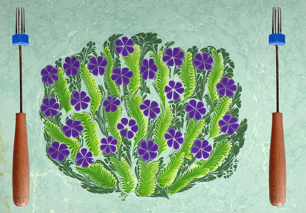 Ahsen Marmorier Ahle – Spezialnadel für 8-blättrige Blumen in der Ebru-Kunst